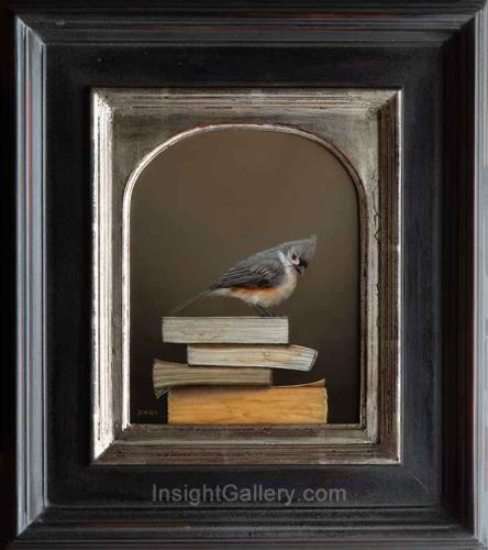 The Used Paperback Section (Tufted Titmouse) by Jhenna Quinn Lewis